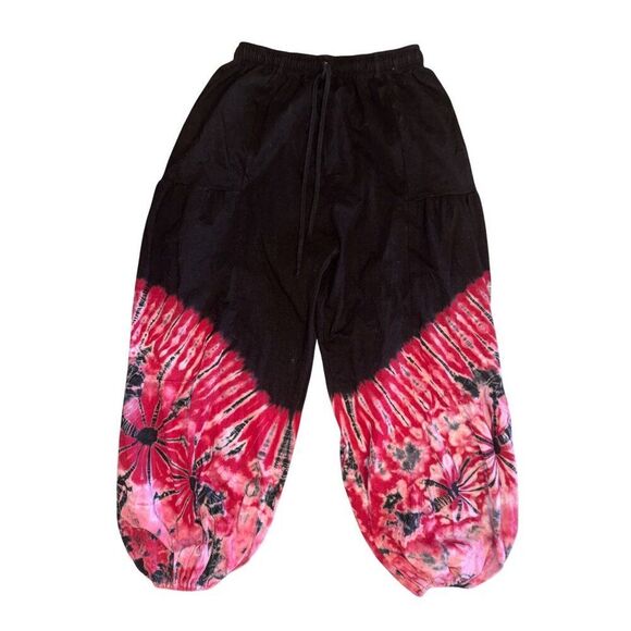 Unique Batik Pants - Unique Batik Black & Red Baloon Tie-Dye Pants Materials One Size